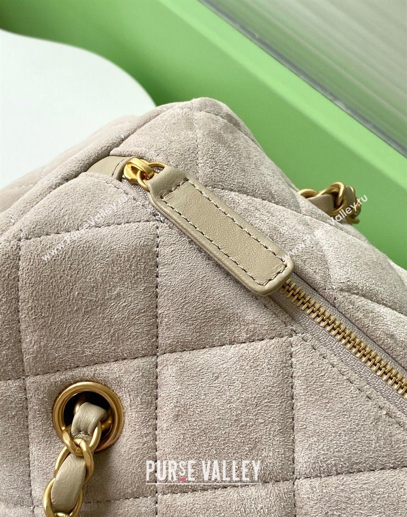 Chanel Suede Bowling Bag Grey 2025 AS5791 (yezi-251127015)