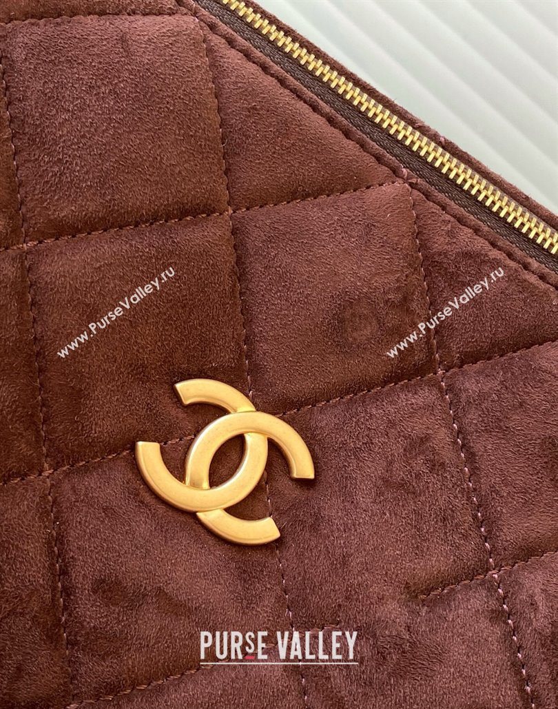 Chanel Suede Bowling Bag Brown 2025 AS5791 (yezi-251127016)