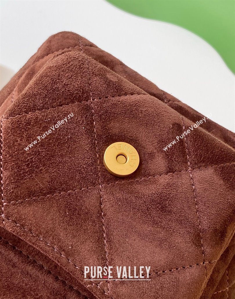 Chanel Suede Bowling Bag Brown 2025 AS5791 (yezi-251127016)