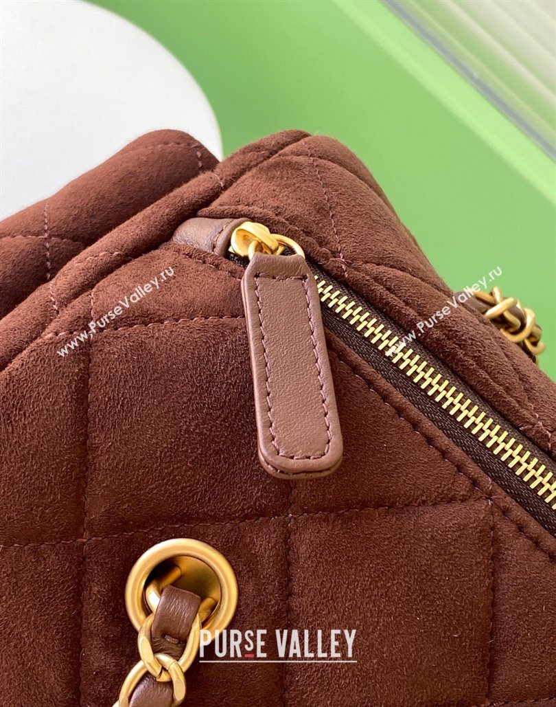 Chanel Suede Bowling Bag Brown 2025 AS5791 (yezi-251127016)