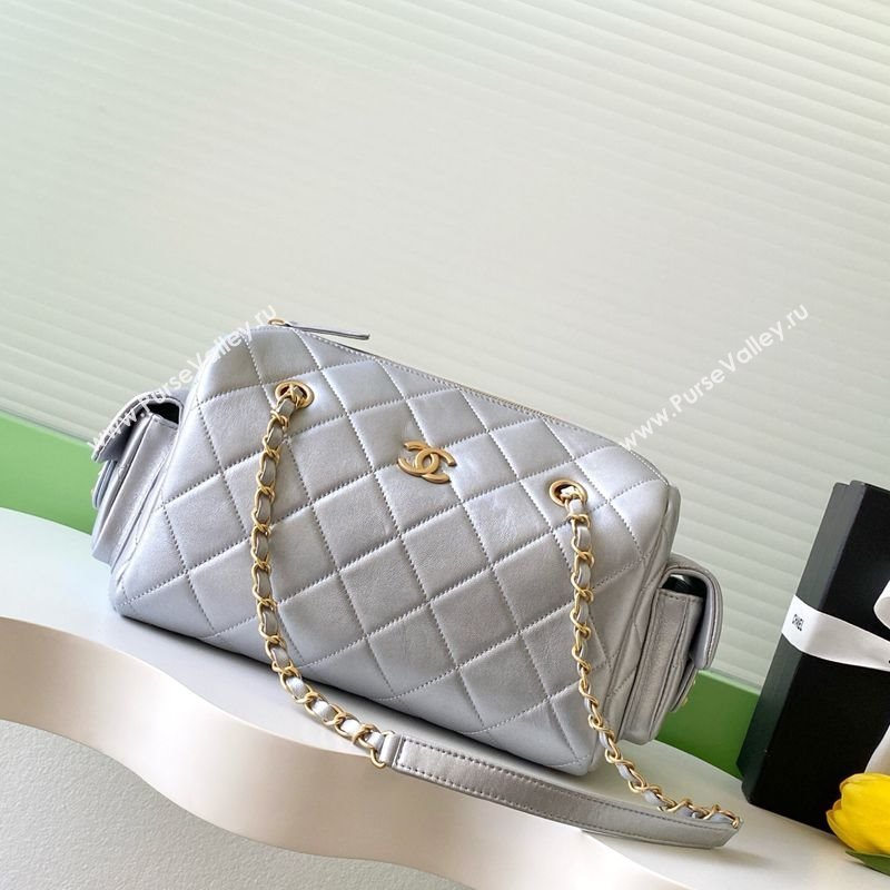 Chanel Calfskin Leather Bowling Bag Silver 2025 AS5791 (yezi-251127017)