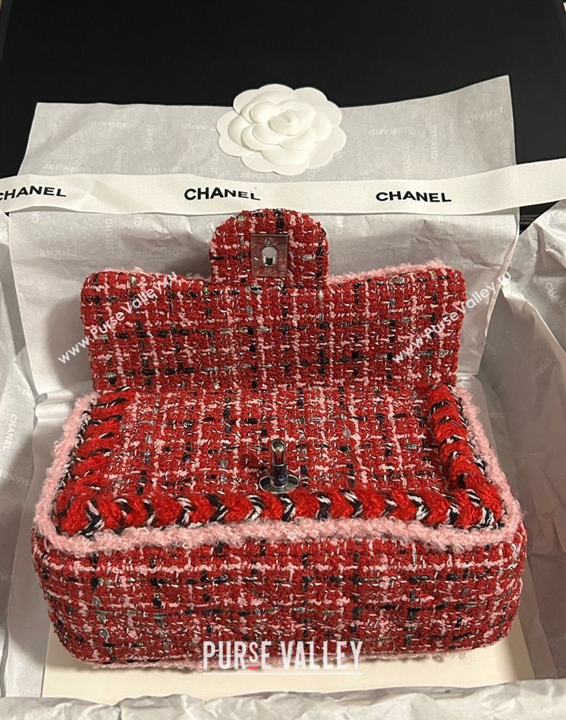 Chanel Tweed Small Flap Bag A01113 Red 2025 1127 (yezi-251127030)
