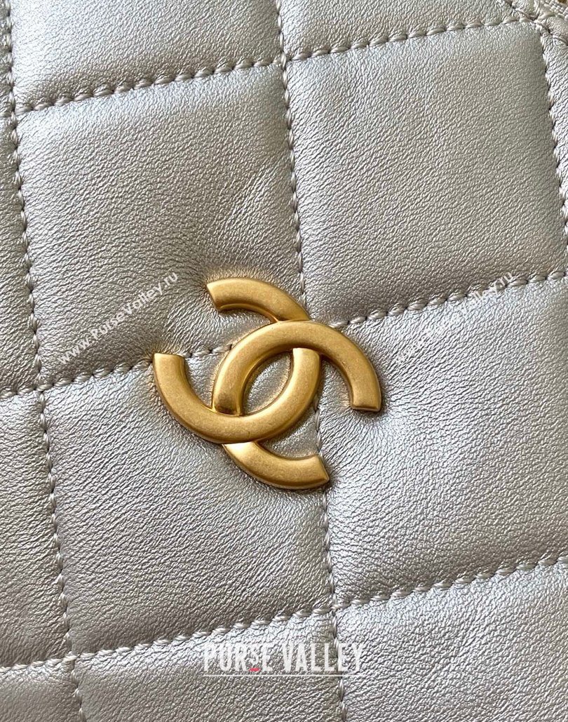 Chanel Calfskin Leather Bowling Bag Silver 2025 AS5791 (yezi-251127017)