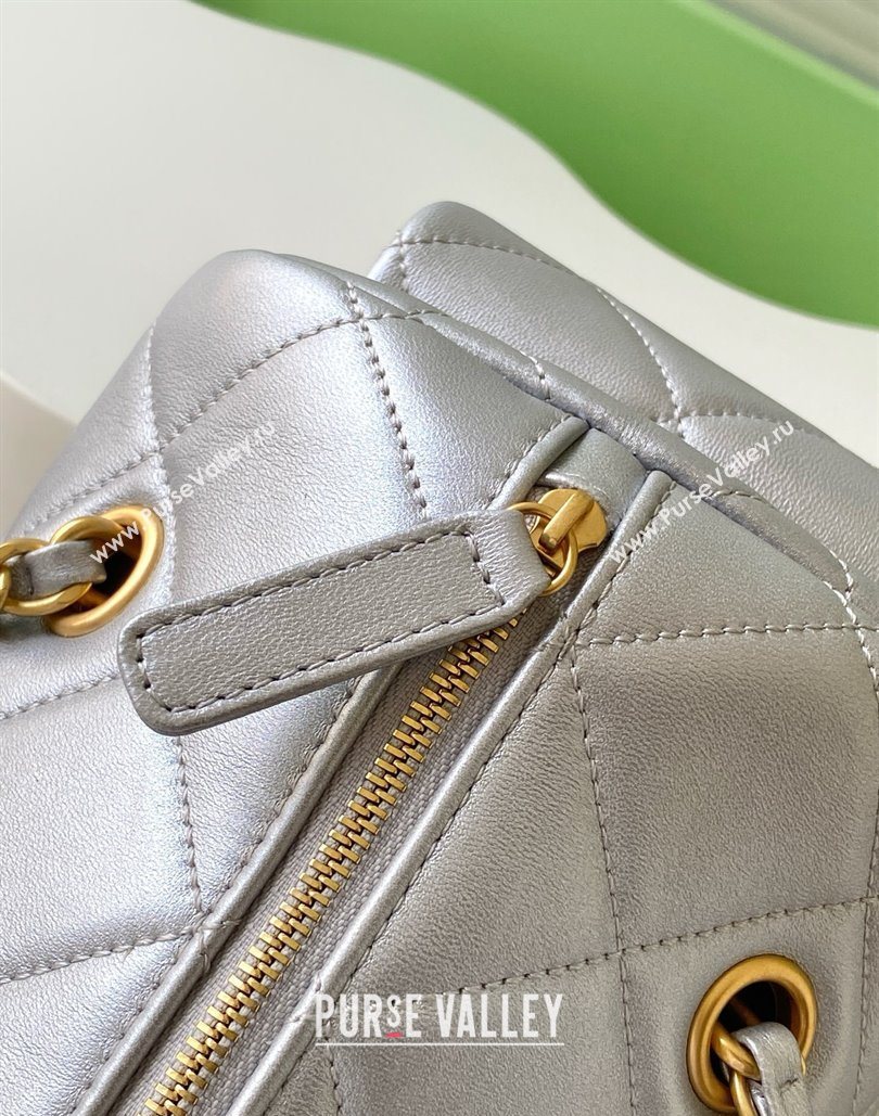 Chanel Calfskin Leather Bowling Bag Silver 2025 AS5791 (yezi-251127017)