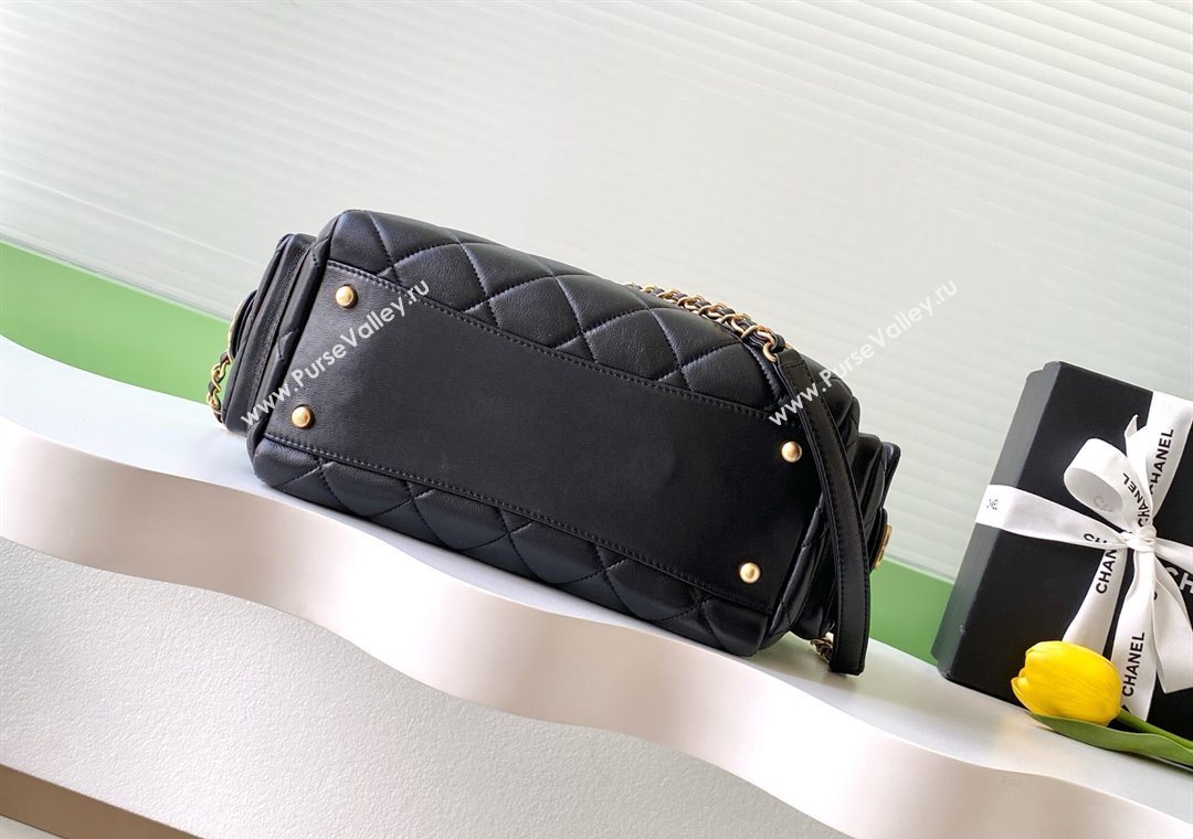 Chanel Calfskin Leather Bowling Bag Black 2025 AS5791 (yezi-251127018)