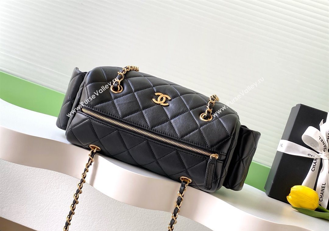 Chanel Calfskin Leather Bowling Bag Black 2025 AS5791 (yezi-251127018)