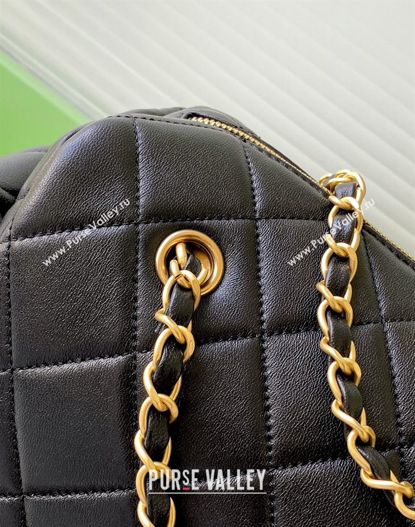 Chanel Calfskin Leather Bowling Bag Black 2025 AS5791 (yezi-251127018)
