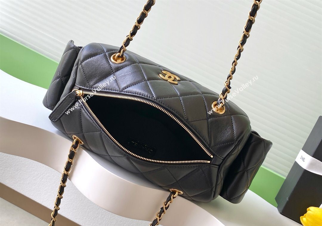 Chanel Calfskin Leather Bowling Bag Black 2025 AS5791 (yezi-251127018)