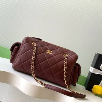Chanel Calfskin Leather Bowling Bag Dark Burgundy 2025 AS5791 (yezi-251127019)