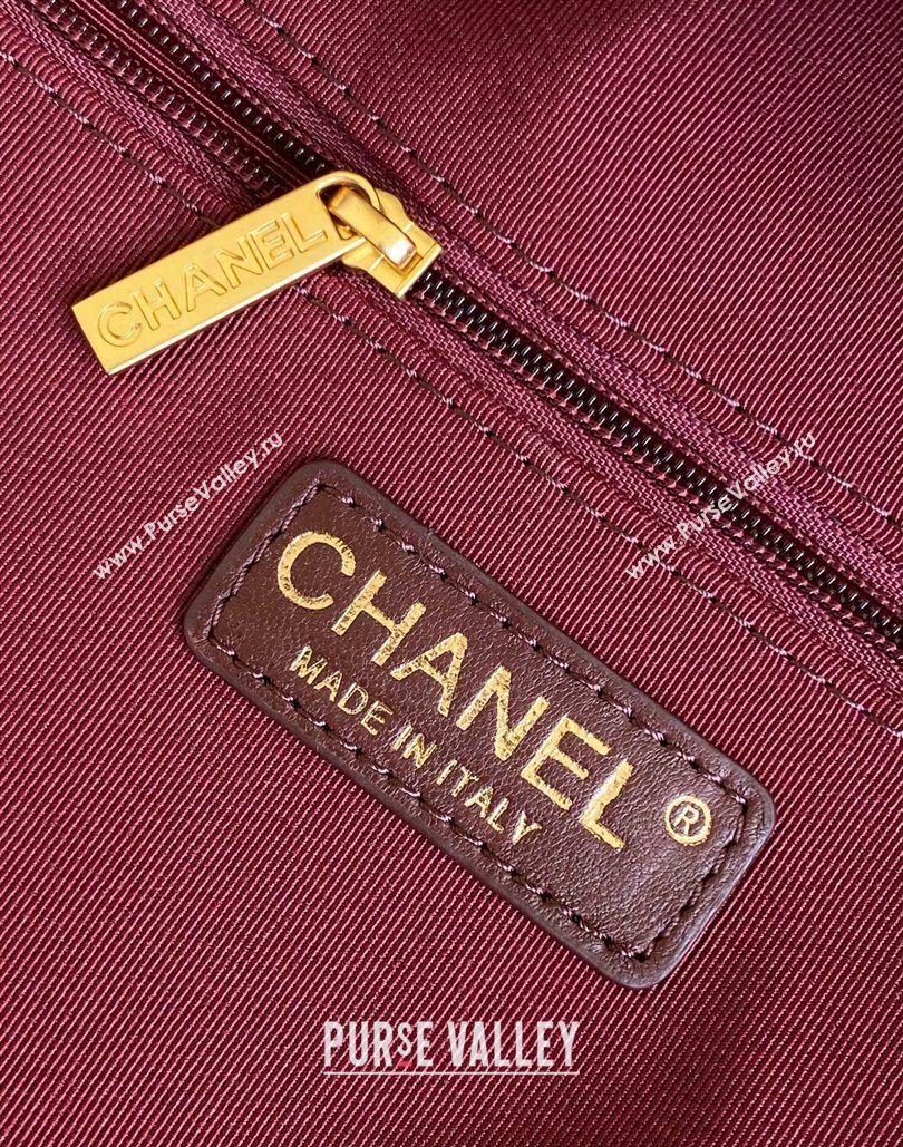 Chanel Calfskin Leather Bowling Bag Dark Burgundy 2025 AS5791 (yezi-251127019)