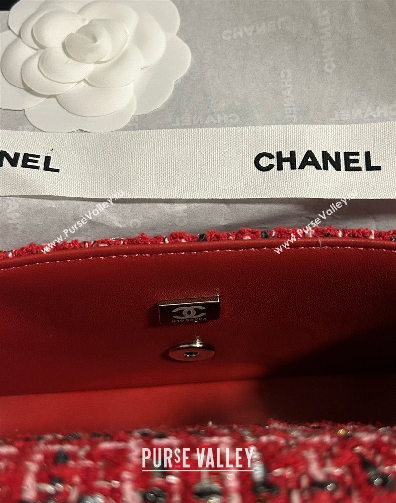 Chanel Tweed Small Flap Bag A01113 Red 2025 1127 (yezi-251127030)