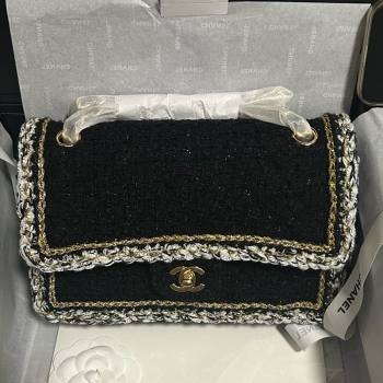 Chanel Tweed Medium 11.12 Flap Bag A01112 Black 2025 1127 (yezi-251127031)