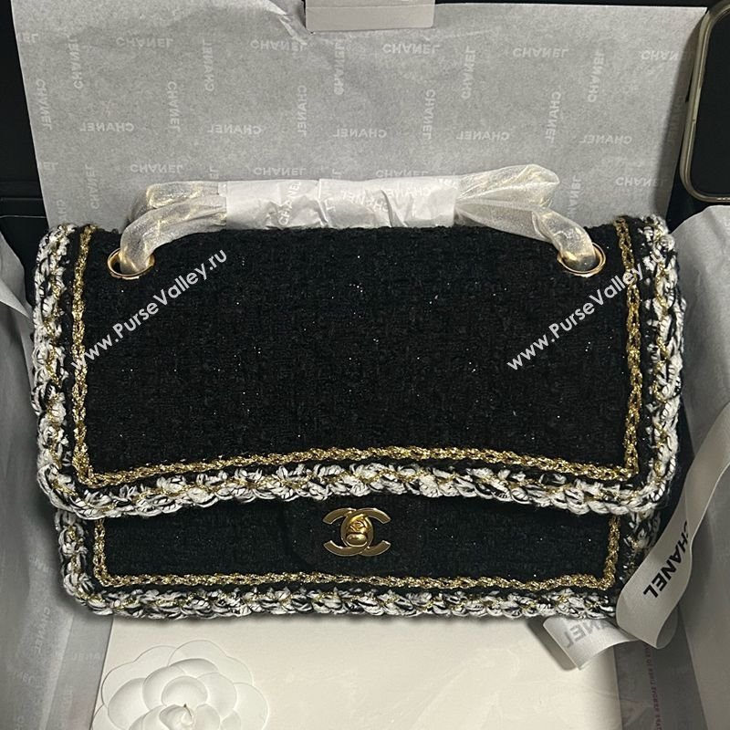 Chanel Tweed Medium 11.12 Flap Bag A01112 Black 2025 1127 (yezi-251127031)