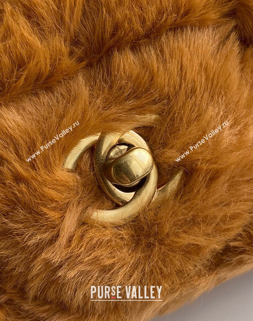 Chanel Rabbit Fur Mini Classic Handbag With Top Handle Brown 2025 AS2431 (yezi-251127127)