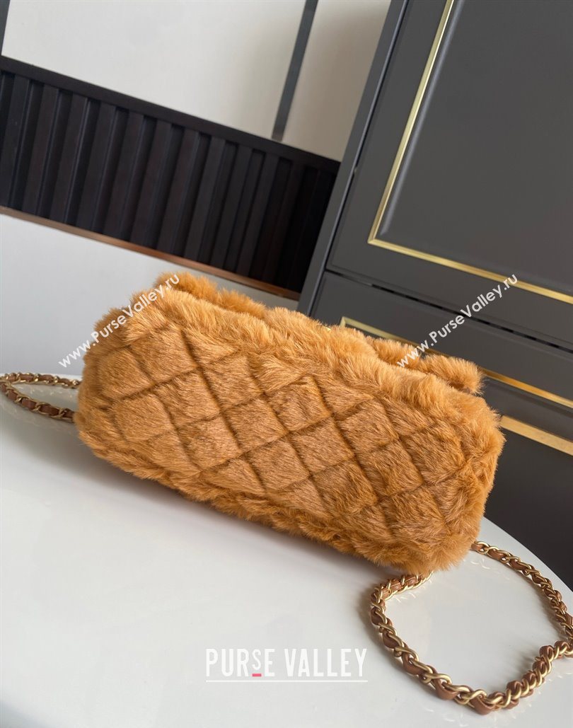 Chanel Rabbit Fur Mini Classic Handbag With Top Handle Brown 2025 AS2431 (yezi-251127127)