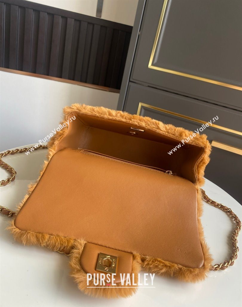 Chanel Rabbit Fur Mini Classic Handbag With Top Handle Brown 2025 AS2431 (yezi-251127127)