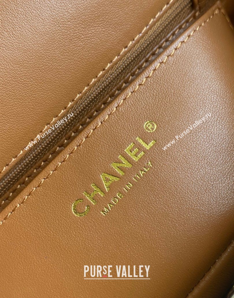 Chanel Rabbit Fur Mini Classic Handbag With Top Handle Brown 2025 AS2431 (yezi-251127127)