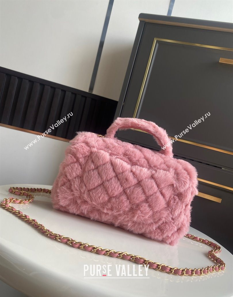 Chanel Rabbit Fur Mini Classic Handbag With Top Handle Pink 2025 AS2431 (yezi-251127128)