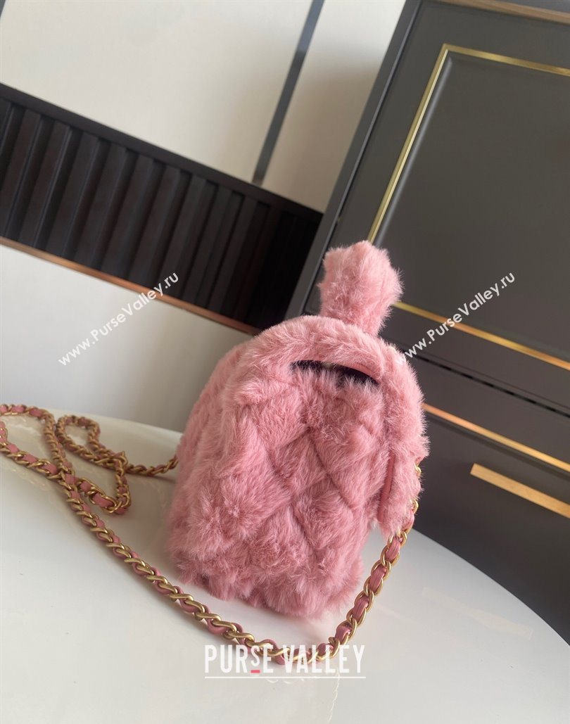 Chanel Rabbit Fur Mini Classic Handbag With Top Handle Pink 2025 AS2431 (yezi-251127128)