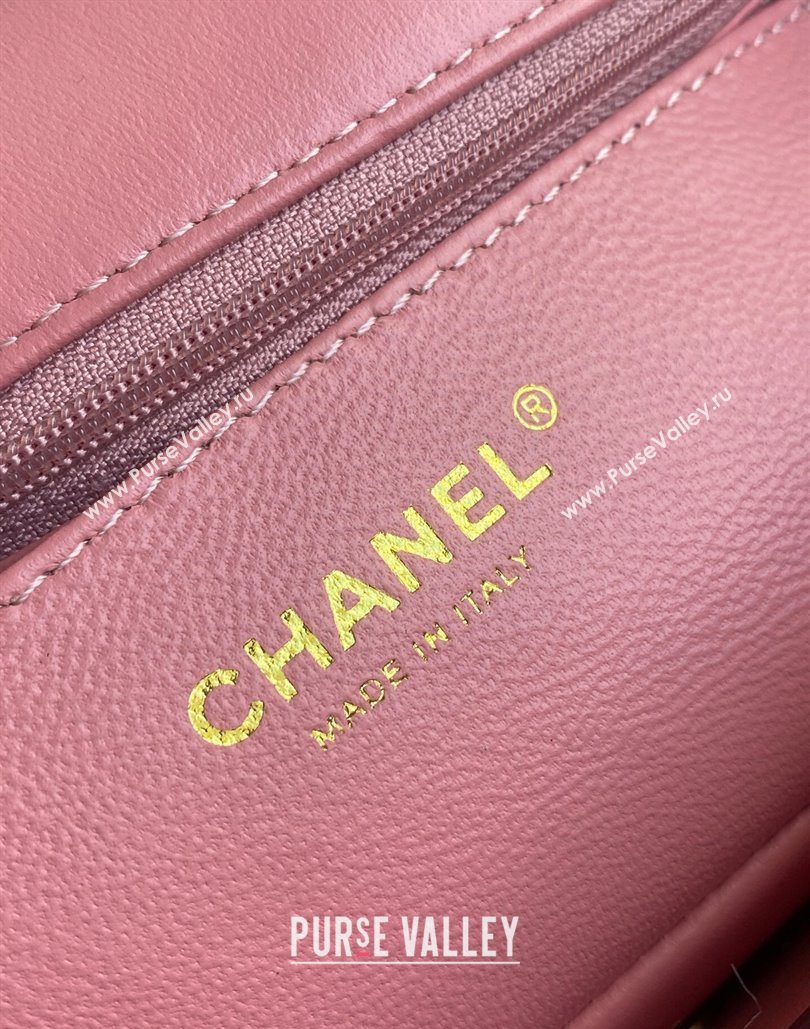 Chanel Rabbit Fur Mini Classic Handbag With Top Handle Pink 2025 AS2431 (yezi-251127128)