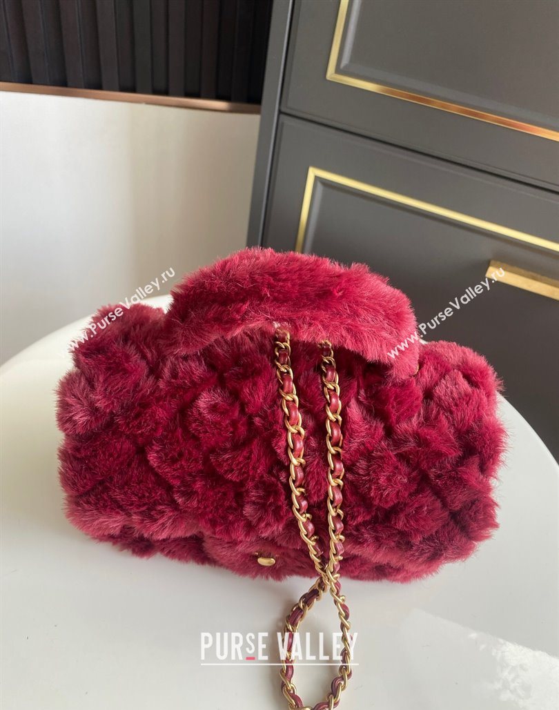 Chanel Rabbit Fur Mini Classic Handbag With Top Handle Red 2025 AS2431 (yezi-251127129)