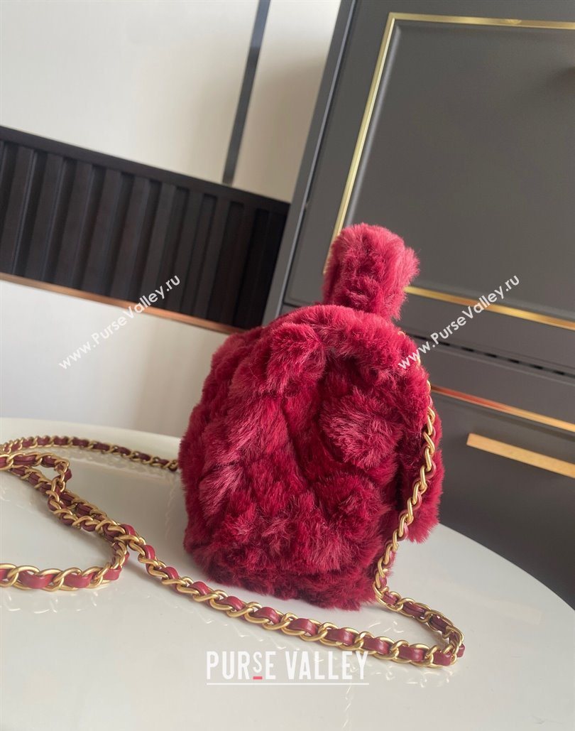 Chanel Rabbit Fur Mini Classic Handbag With Top Handle Red 2025 AS2431 (yezi-251127129)