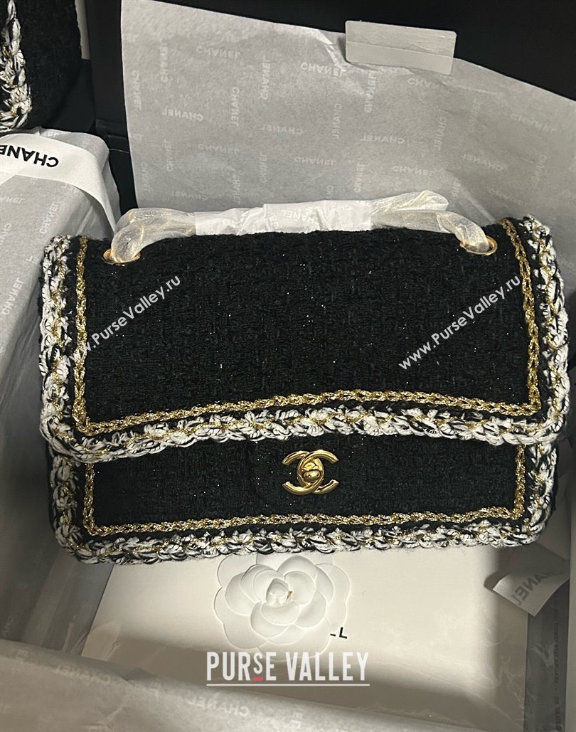 Chanel Tweed Medium 11.12 Flap Bag A01112 Black 2025 1127 (yezi-251127031)