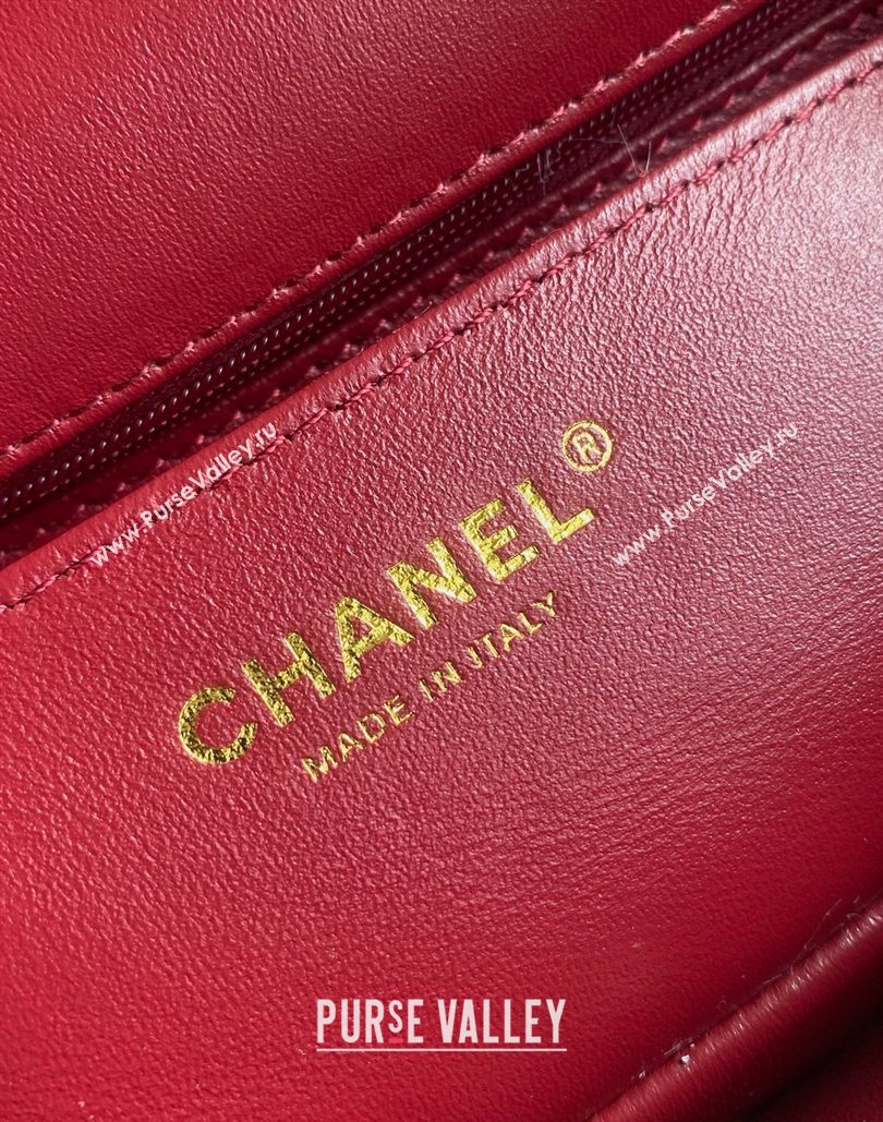 Chanel Rabbit Fur Mini Classic Handbag With Top Handle Red 2025 AS2431 (yezi-251127129)