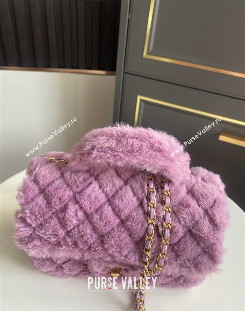Chanel Rabbit Fur Mini Classic Handbag With Top Handle Purple 2025 AS2431 (yezi-251127130)
