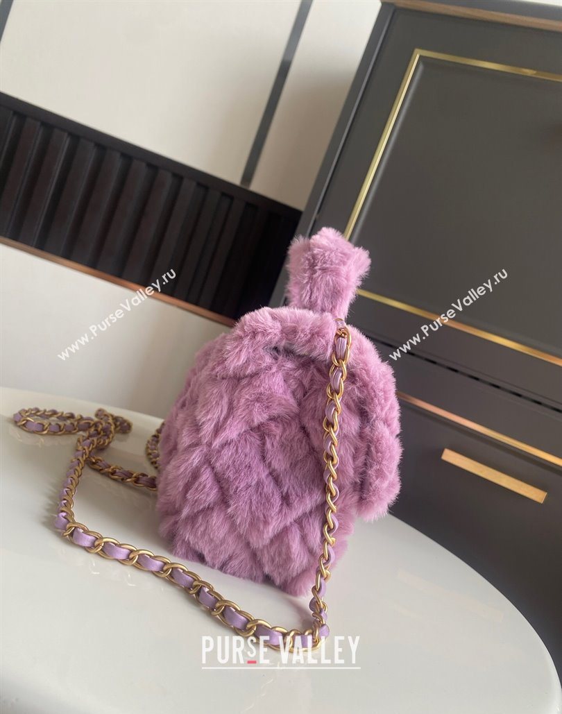 Chanel Rabbit Fur Mini Classic Handbag With Top Handle Purple 2025 AS2431 (yezi-251127130)