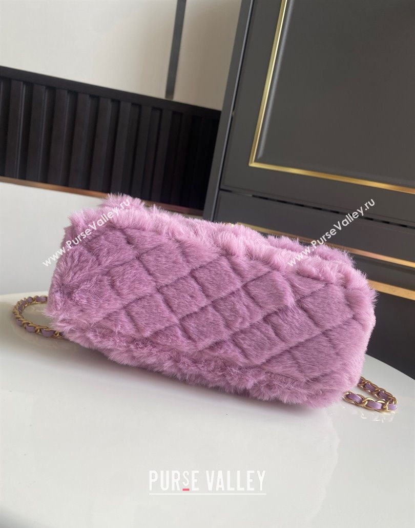 Chanel Rabbit Fur Mini Classic Handbag With Top Handle Purple 2025 AS2431 (yezi-251127130)