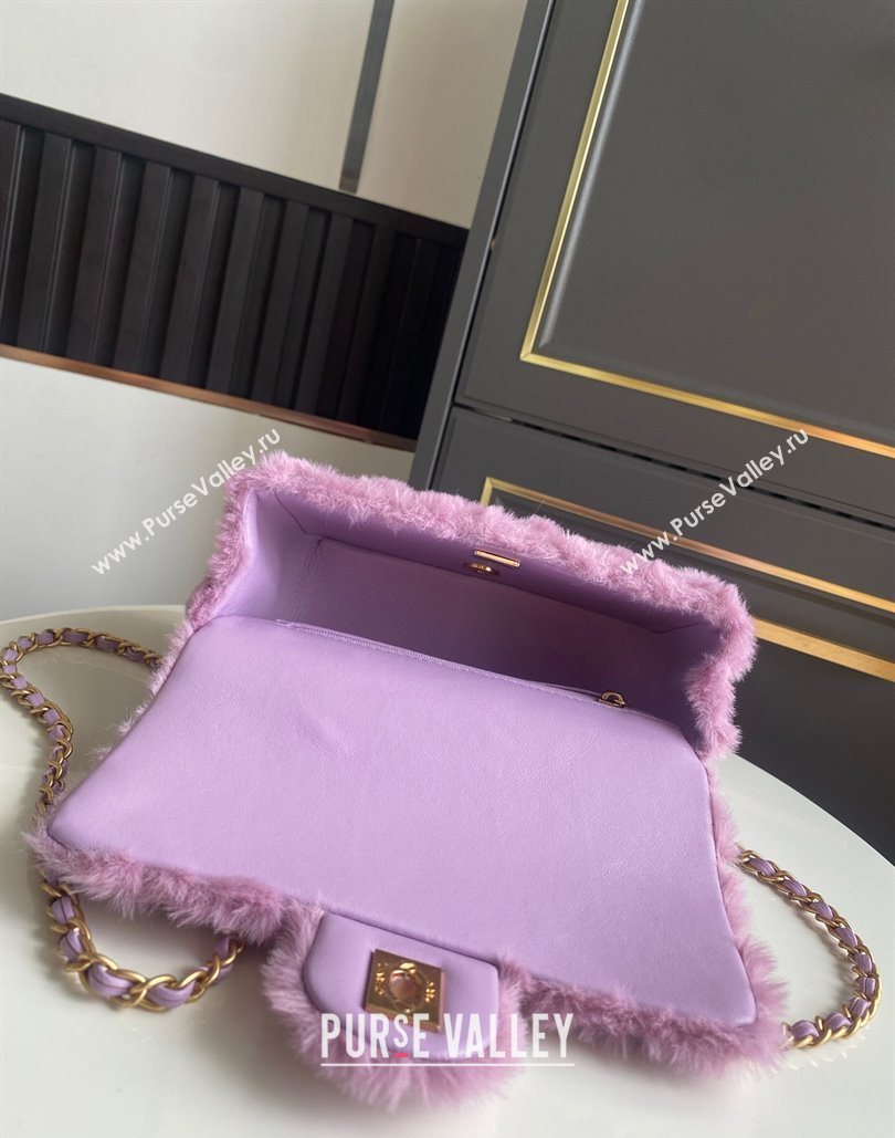 Chanel Rabbit Fur Mini Classic Handbag With Top Handle Purple 2025 AS2431 (yezi-251127130)