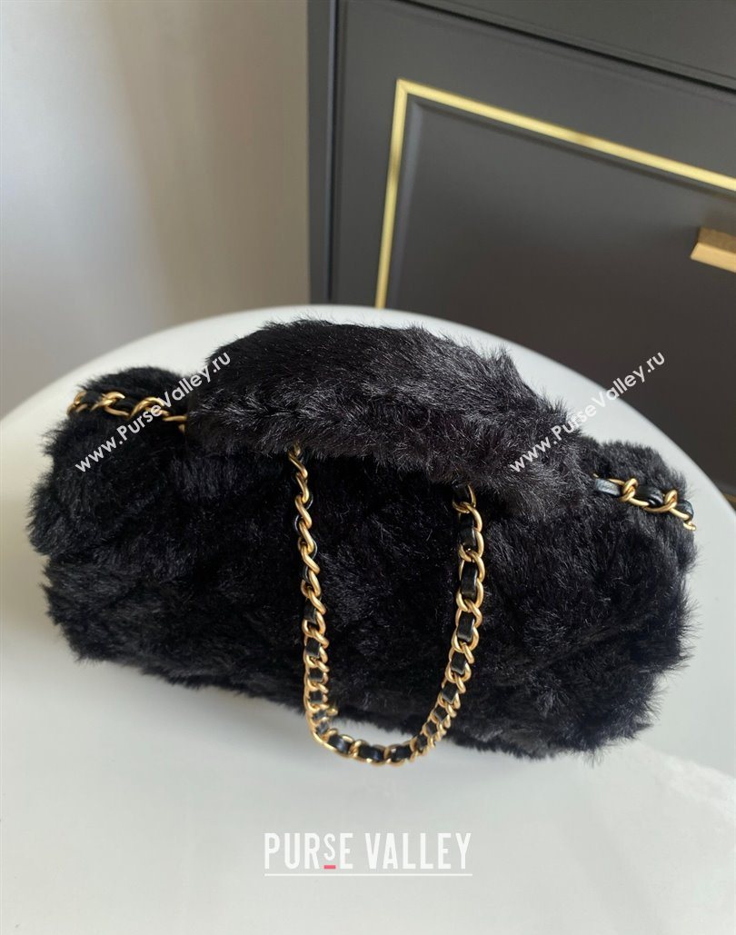 Chanel Rabbit Fur Mini Classic Handbag With Top Handle Black 2025 AS2431 (yezi-251127131)