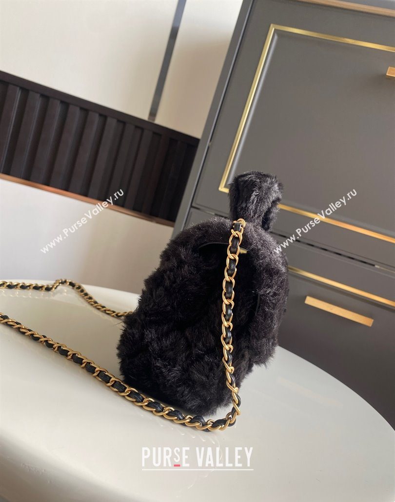 Chanel Rabbit Fur Mini Classic Handbag With Top Handle Black 2025 AS2431 (yezi-251127131)