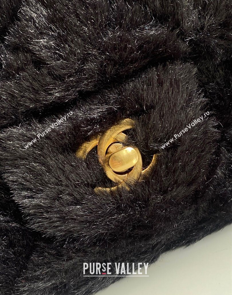 Chanel Rabbit Fur Mini Classic Handbag With Top Handle Black 2025 AS2431 (yezi-251127131)