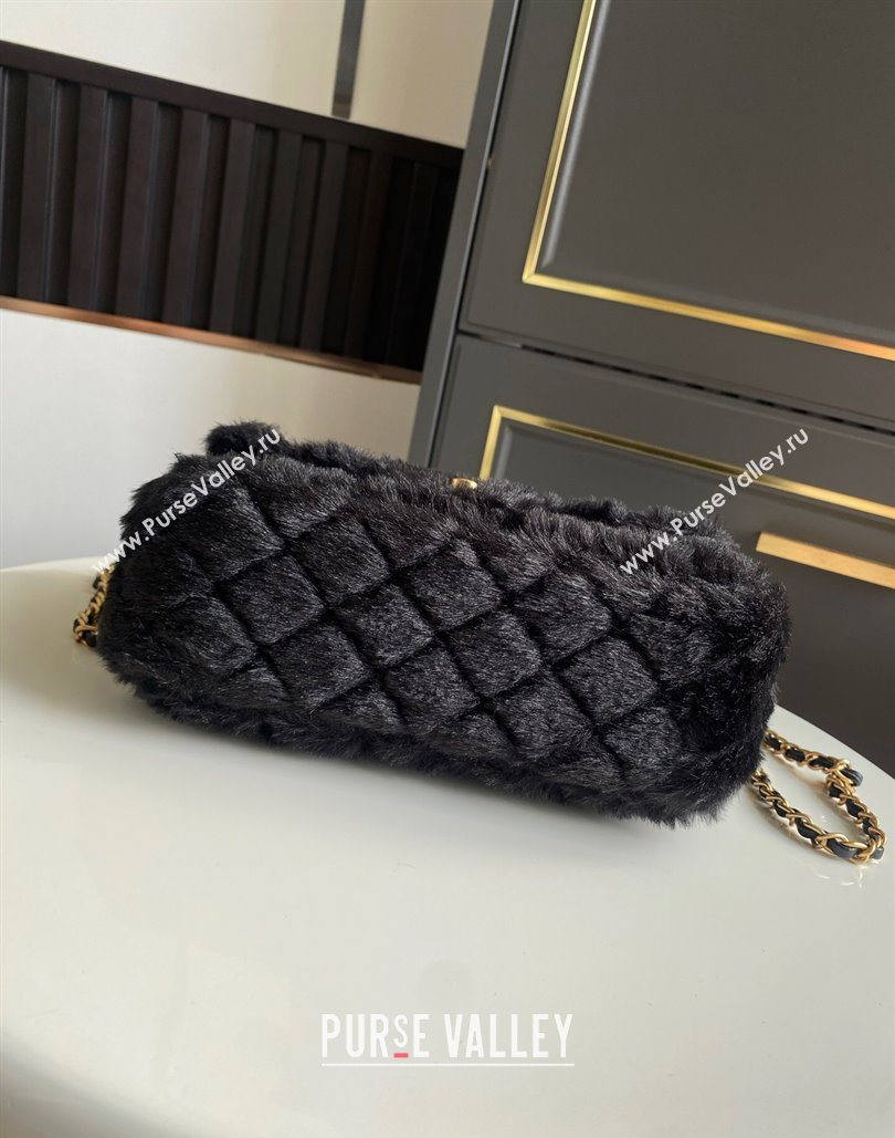 Chanel Rabbit Fur Mini Classic Handbag With Top Handle Black 2025 AS2431 (yezi-251127131)