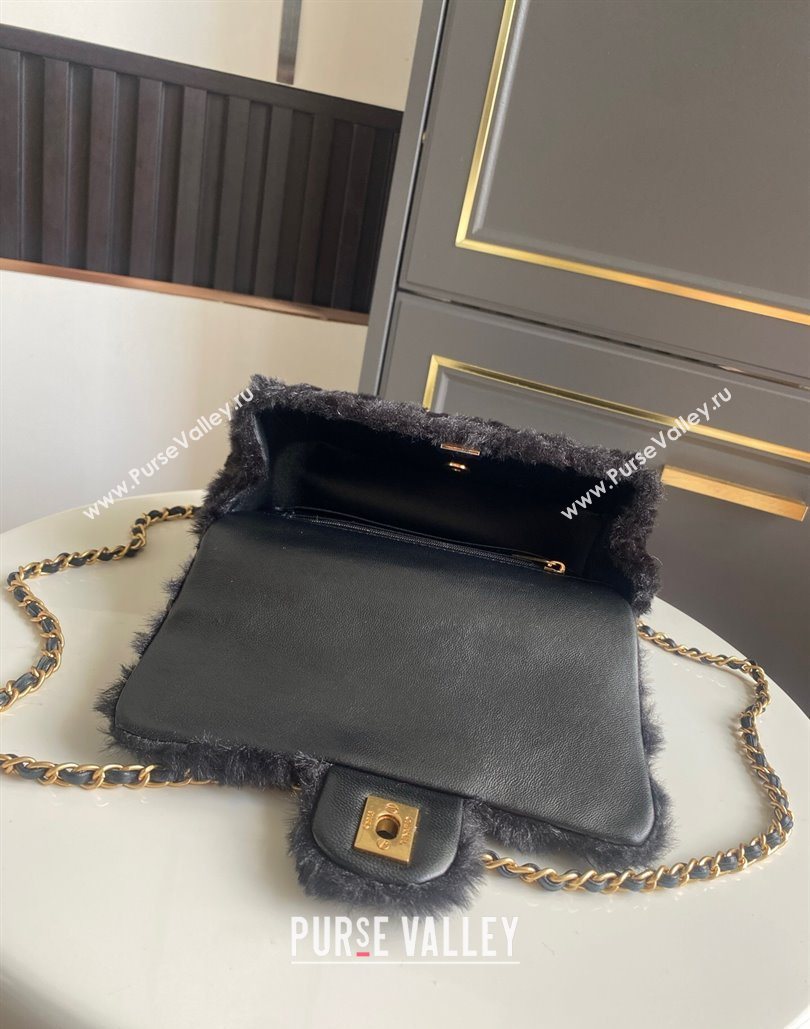 Chanel Rabbit Fur Mini Classic Handbag With Top Handle Black 2025 AS2431 (yezi-251127131)