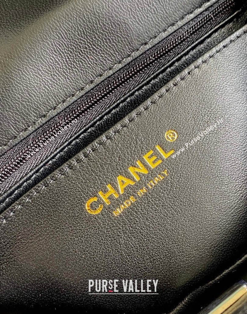 Chanel Rabbit Fur Mini Classic Handbag With Top Handle Black 2025 AS2431 (yezi-251127131)