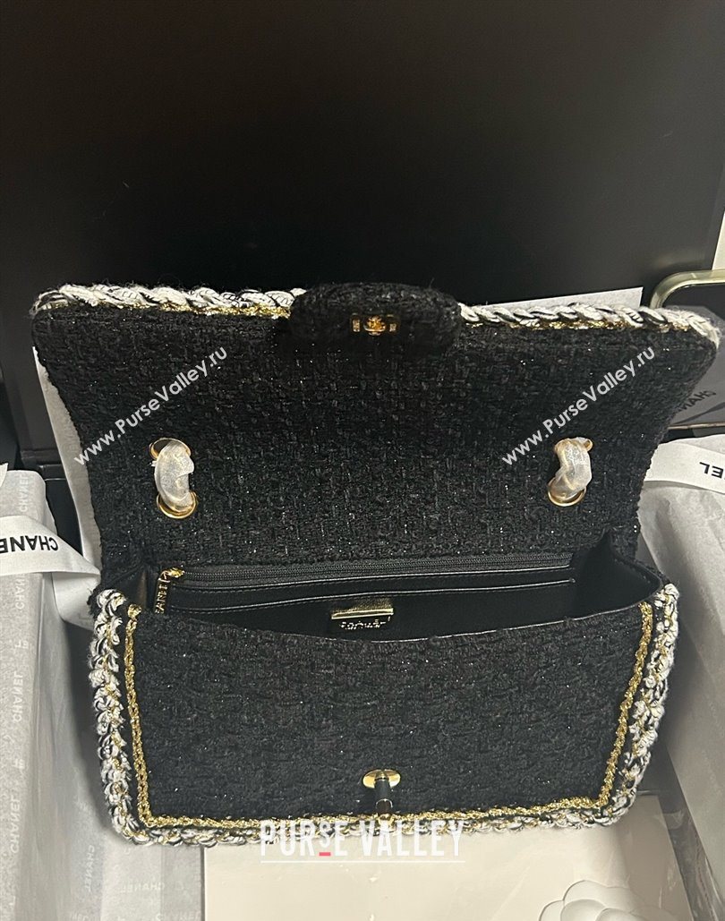 Chanel Tweed Medium 11.12 Flap Bag A01112 Black 2025 1127 (yezi-251127031)