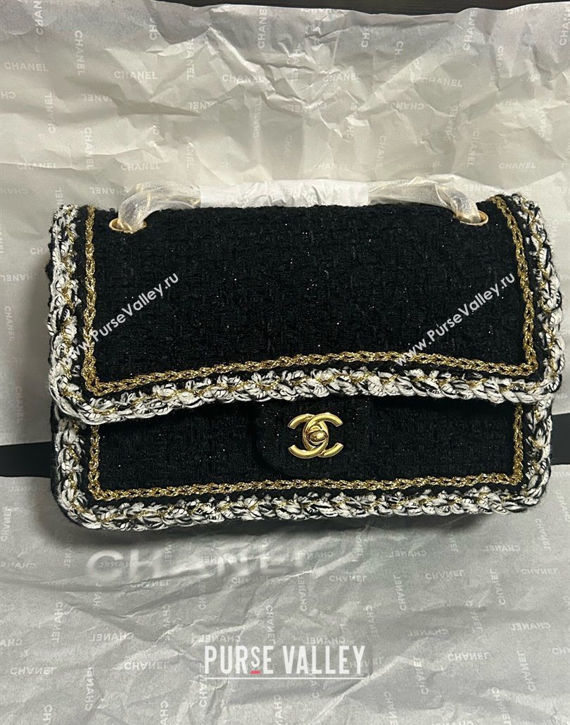 Chanel Tweed Medium 11.12 Flap Bag A01112 Black 2025 1127 (yezi-251127031)