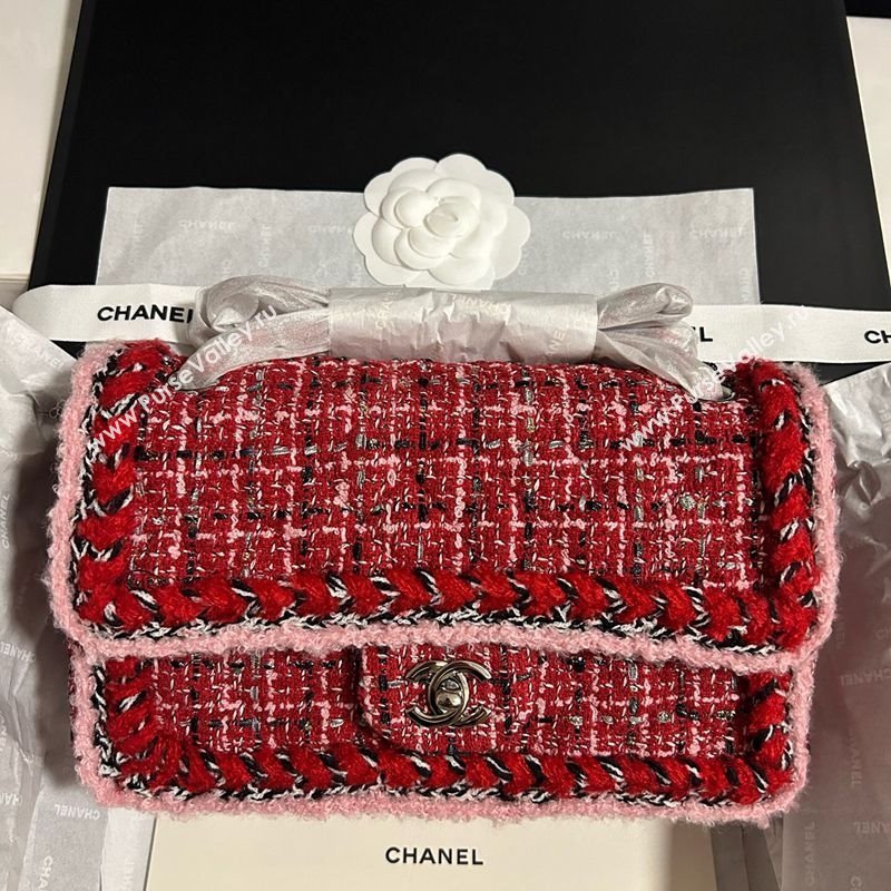 Chanel Tweed Medium 11.12 Flap Bag A01112 Red 2025 1127 (yezi-251127032)