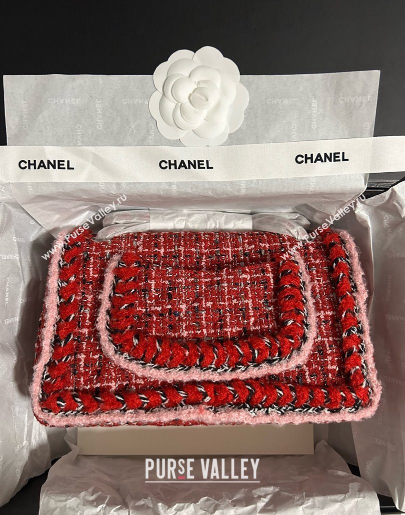 Chanel Tweed Medium 11.12 Flap Bag A01112 Red 2025 1127 (yezi-251127032)