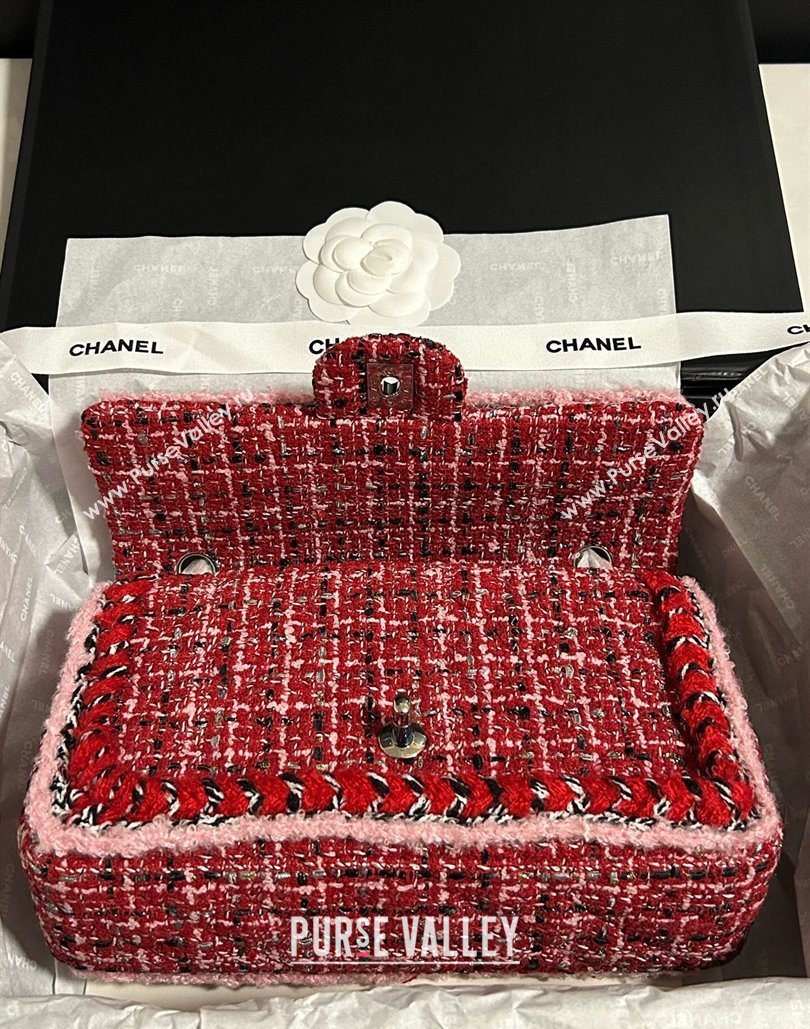 Chanel Tweed Medium 11.12 Flap Bag A01112 Red 2025 1127 (yezi-251127032)
