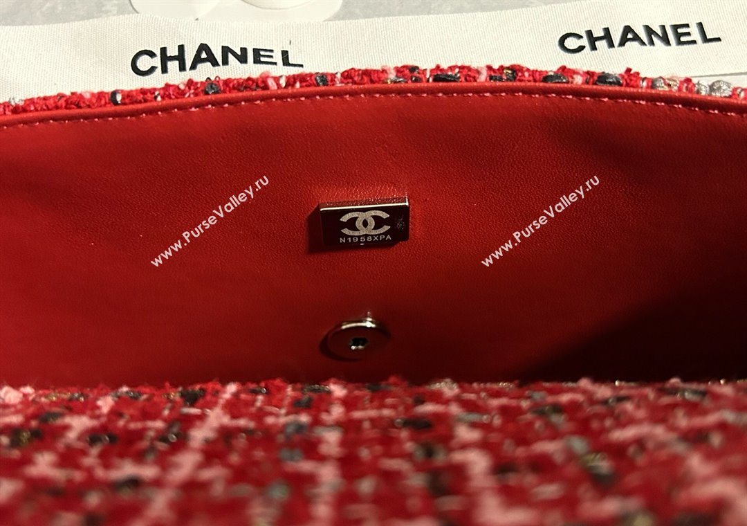 Chanel Tweed Medium 11.12 Flap Bag A01112 Red 2025 1127 (yezi-251127032)
