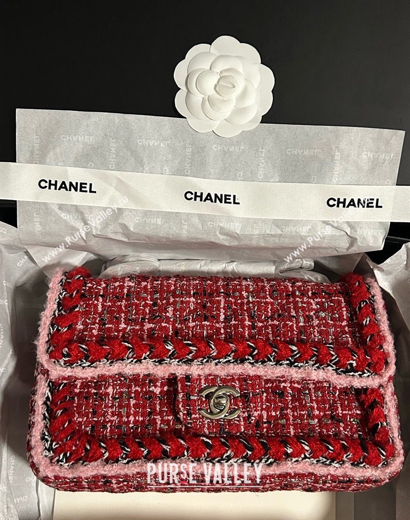 Chanel Tweed Medium 11.12 Flap Bag A01112 Red 2025 1127 (yezi-251127032)