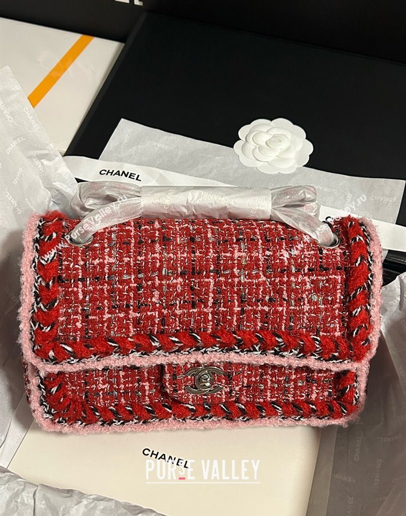 Chanel Tweed Medium 11.12 Flap Bag A01112 Red 2025 1127 (yezi-251127032)