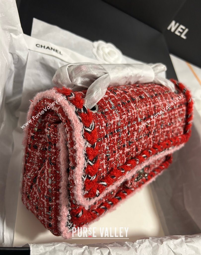 Chanel Tweed Medium 11.12 Flap Bag A01112 Red 2025 1127 (yezi-251127032)