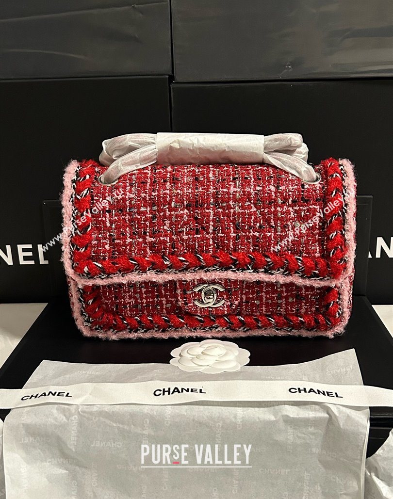 Chanel Tweed Medium 11.12 Flap Bag A01112 Red 2025 1127 (yezi-251127032)