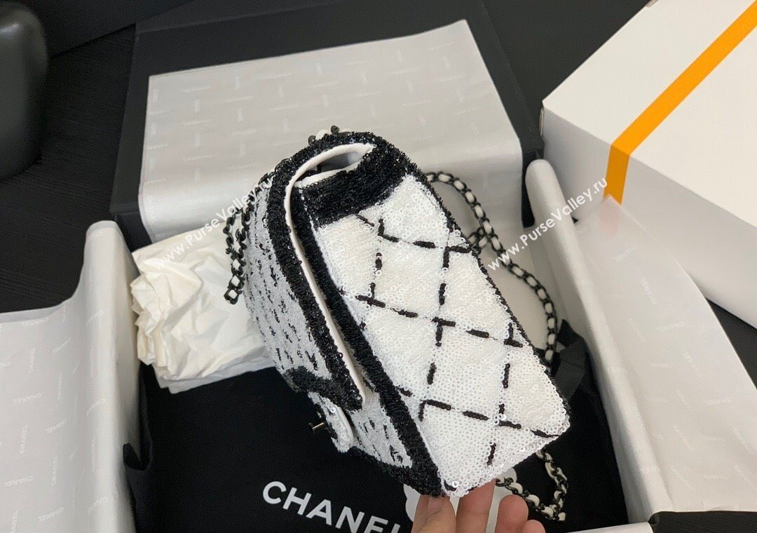 Chanel Sequins Large Flap Bag AS4063 Black/White 2025 (yezi-251127134)