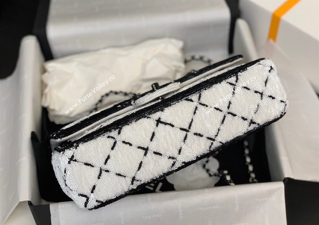 Chanel Sequins Large Flap Bag AS4063 Black/White 2025 (yezi-251127134)